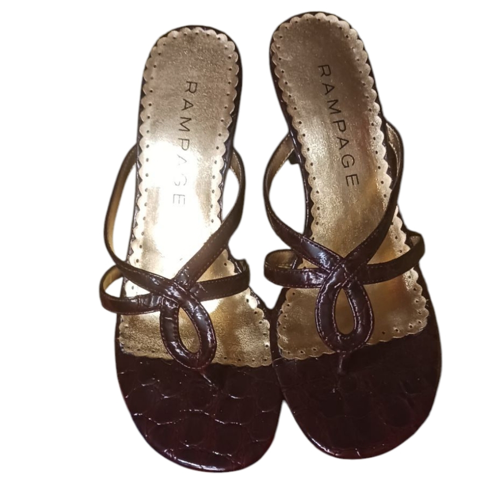 Brown Thong Style Sandal Heels 6M